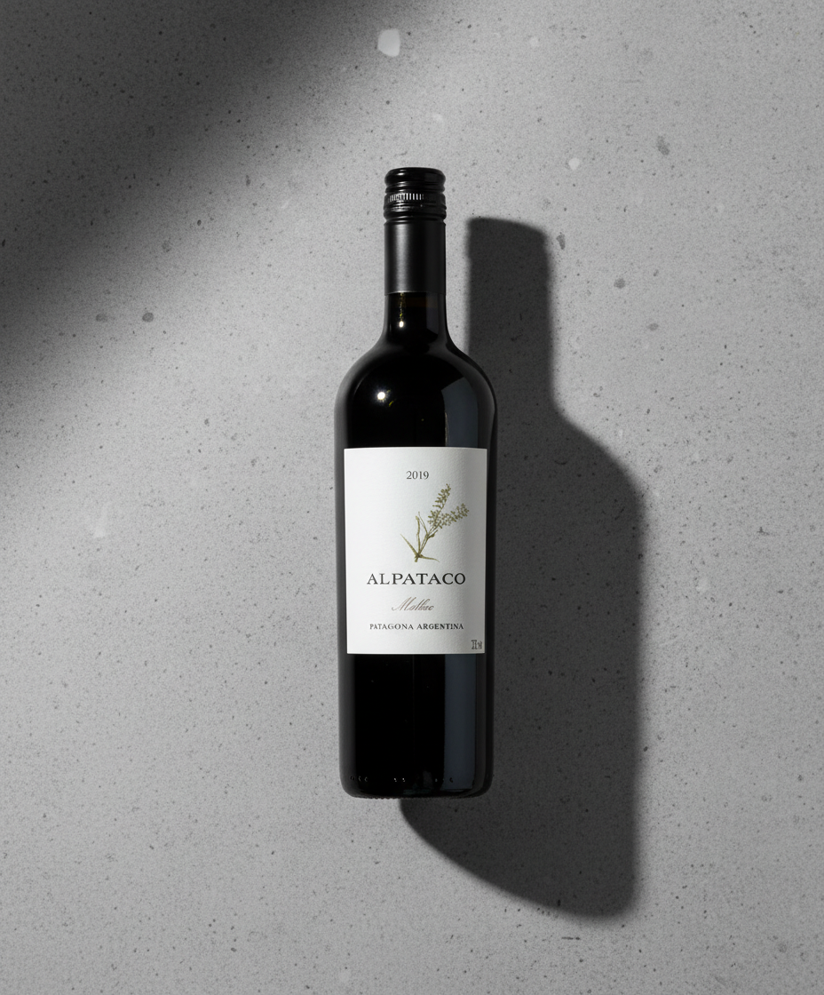 Familia Schroeder Alpataco Malbec 2024 bottle casting shadow on concrete surface gallery position 1