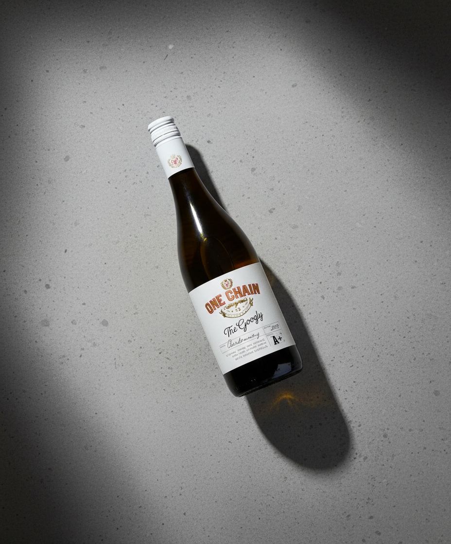 One Chain The Googly Chardonnay 2024 bottle on gray surface gallery position 5 portrait white wine