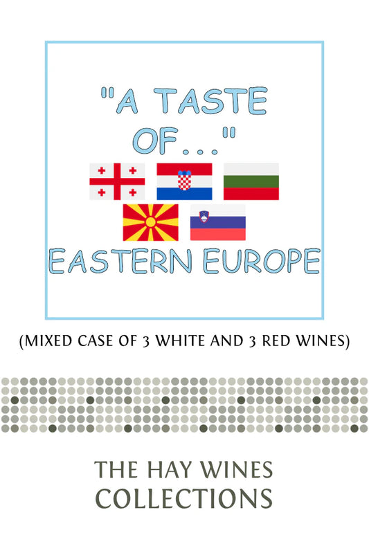 A Taste Of... - Eastern Europe" featuring flags of six countries and Hay Wines Collections logo.