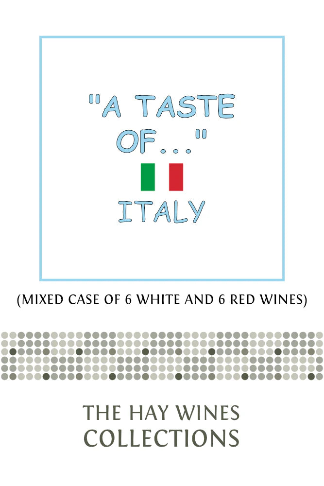 A Taste Of... - Italy" product logo with Italian flag showcasing Hay Wines Collections branding