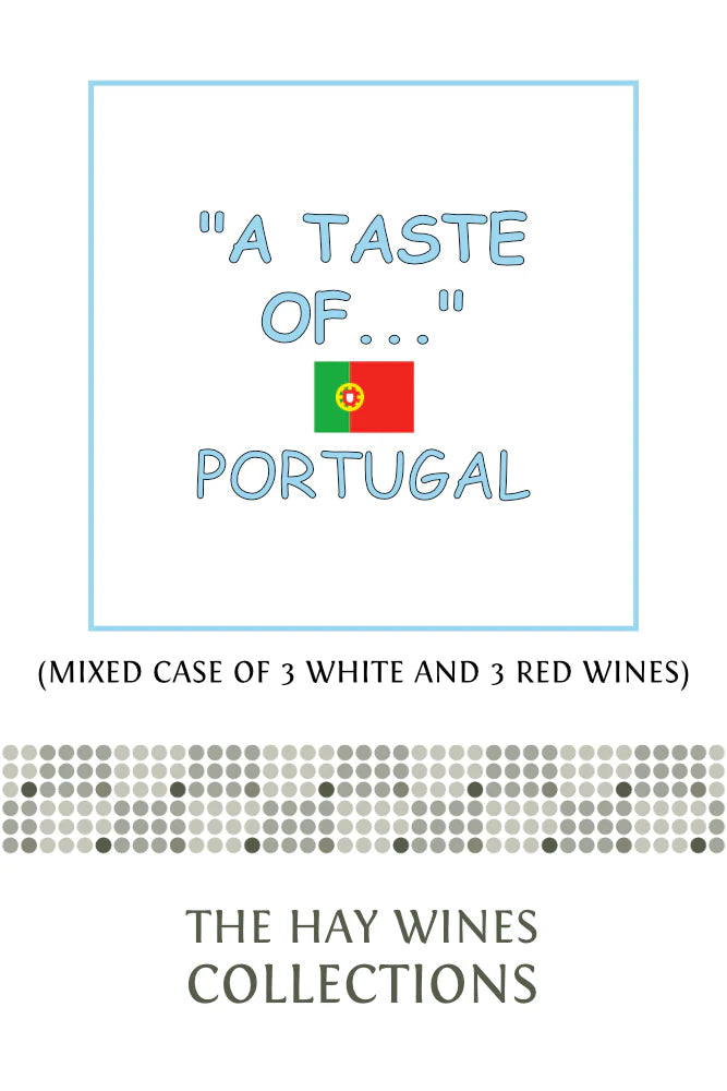 A Taste Of Portugal logo with Portugal flag and Hay Wines Collections branding for mixed white and red wines