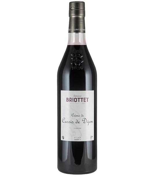 Briottet Creme de Cassis de Dijon 20% bottle containing premium blackcurrant liqueur from France