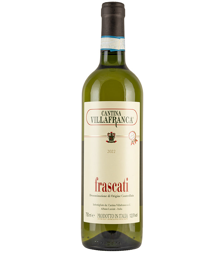 Cantina Villafranca Frascati DOC Bordolese 2022 white wine bottle with elegant label and 12.5% ABV from Italy