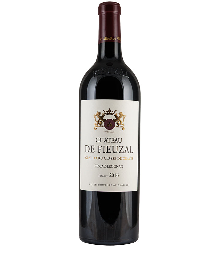 Chateau de Fieuzal Pessac-Leognan 2016 bottle of fine red wine from Bordeaux with elegant label design