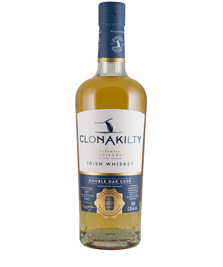 Clonakilty Double Oak Cask Irish Whiskey from Ireland, golden spirit, 700ml – spirit bottle image