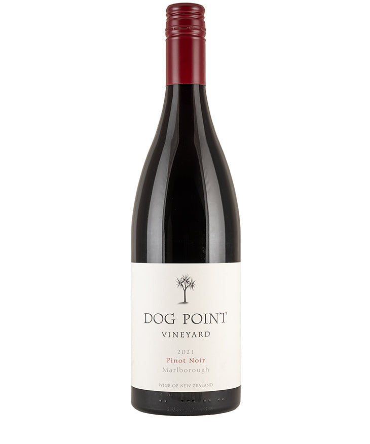 Dog Point Pinot Noir 2021 bottle from New Zealand with red screw cap and minimalist label design