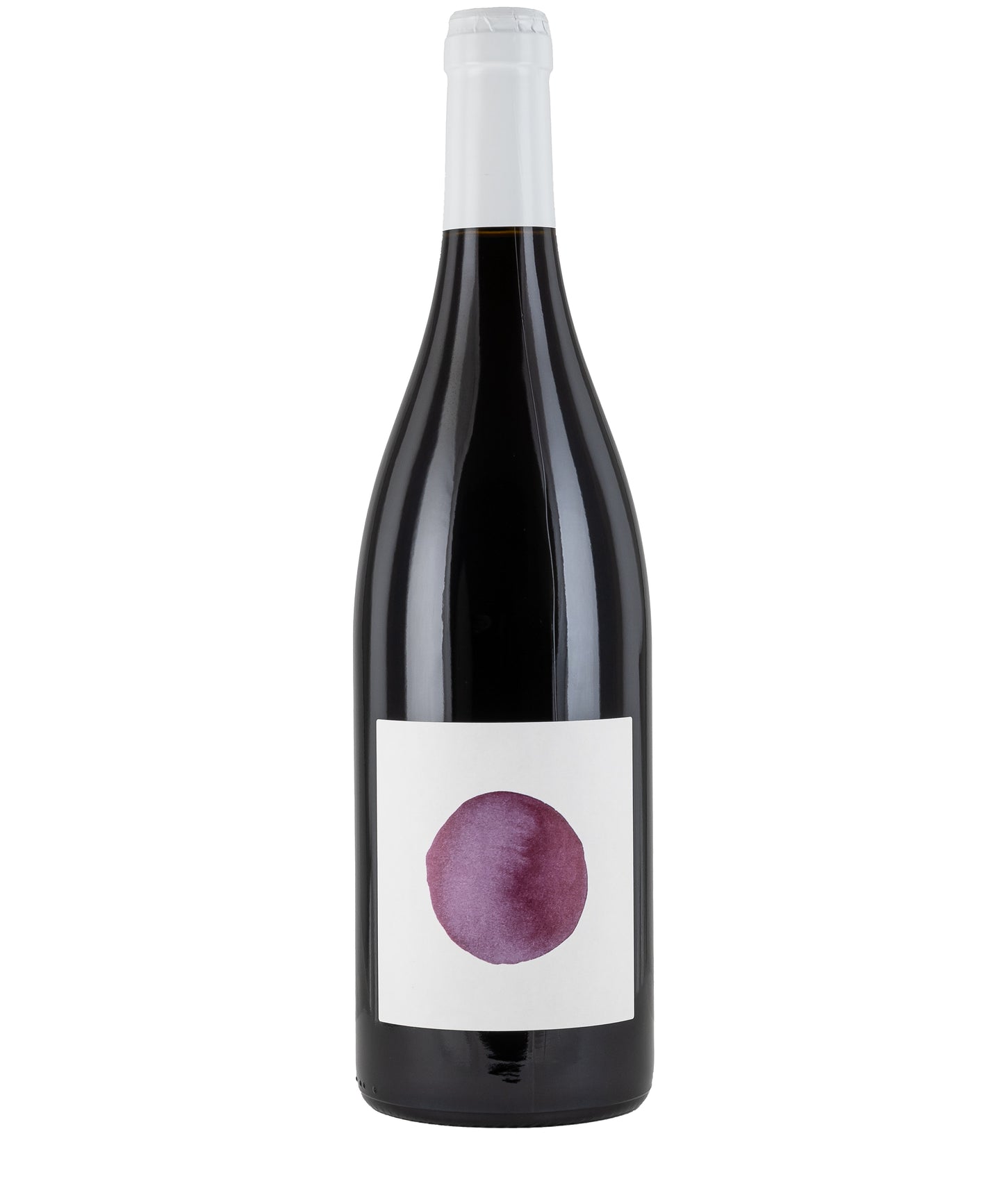 Bottle of Domaine Gramiller Pruine Cotes du Rhone 2023 fine wine with simple modern label on white background