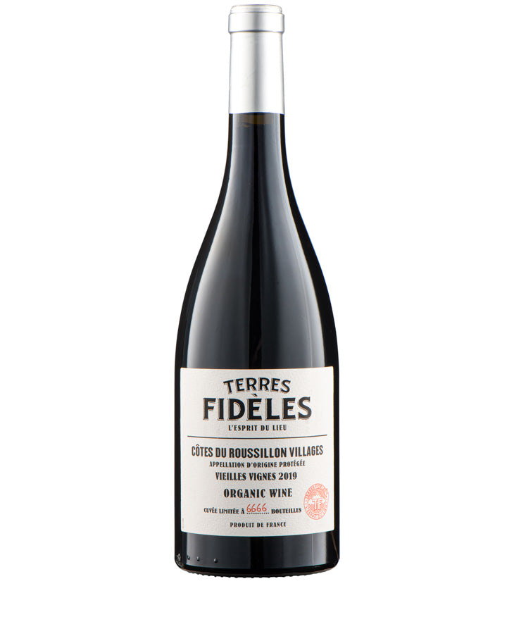 Terres Fideles L'Ombra de Queribus Cotes du Roussillon Villages Vielles Vignes 2023 red French wine – wine bottle image