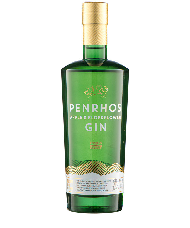 Penrhos Apple & Elderflower Gin green bottle English spirit bottle image