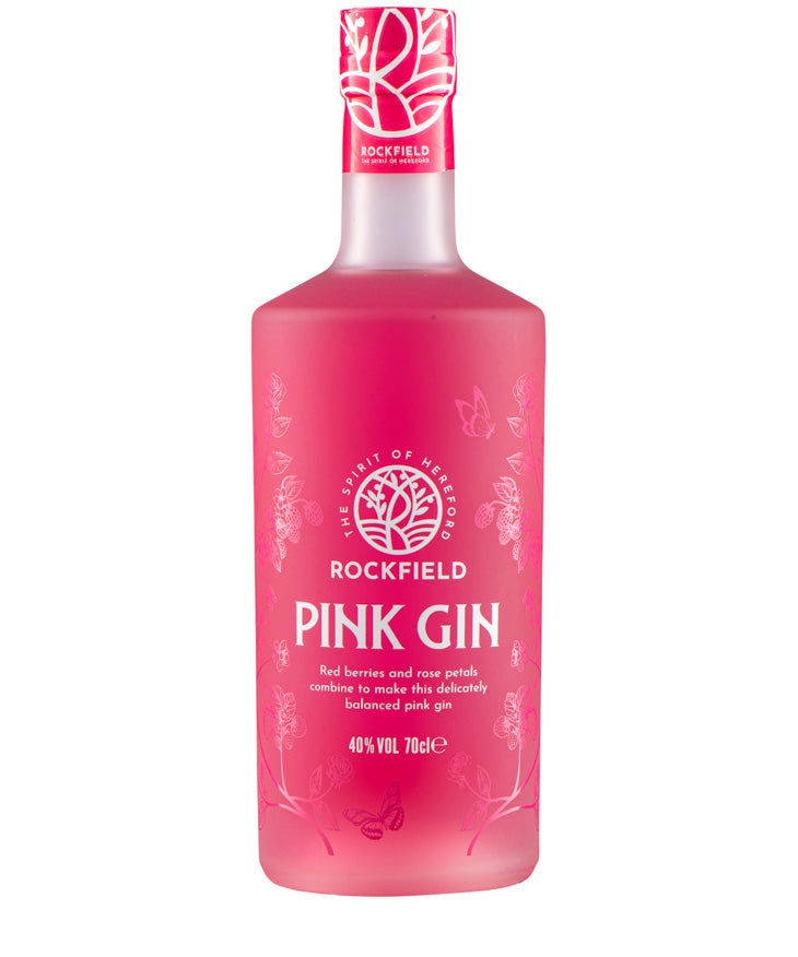 Rockfield Pink Gin pink spirit bottle image with 40% ABV from Hereford – spirit bottle image