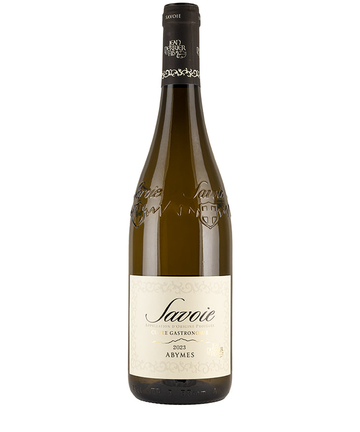 Domaine Jean Perrier et Fils Savoie Abymes 2023 white wine bottle with elegant label, French fine wine from Savoie region