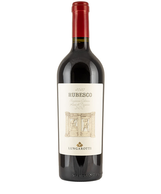 Lungarotti Rosso di Torgiano Rubesco 2021 fine wine bottle with a balanced ruby red color and spicy aroma