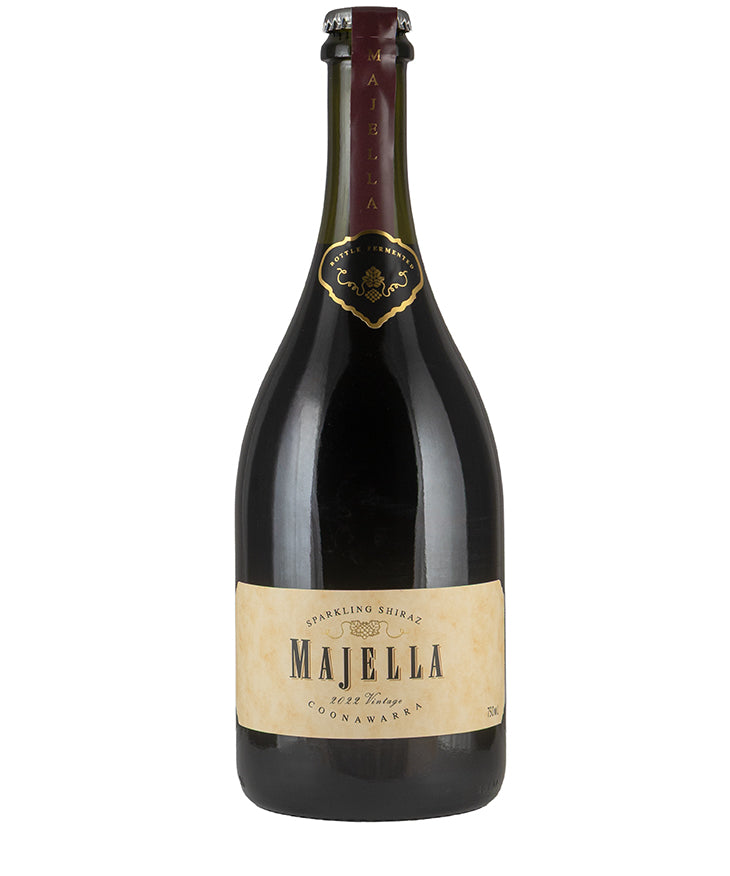 Majella Sparkling Shiraz 2022 bottle showcasing a premium Australian fine wine with sparkling red grape variety.