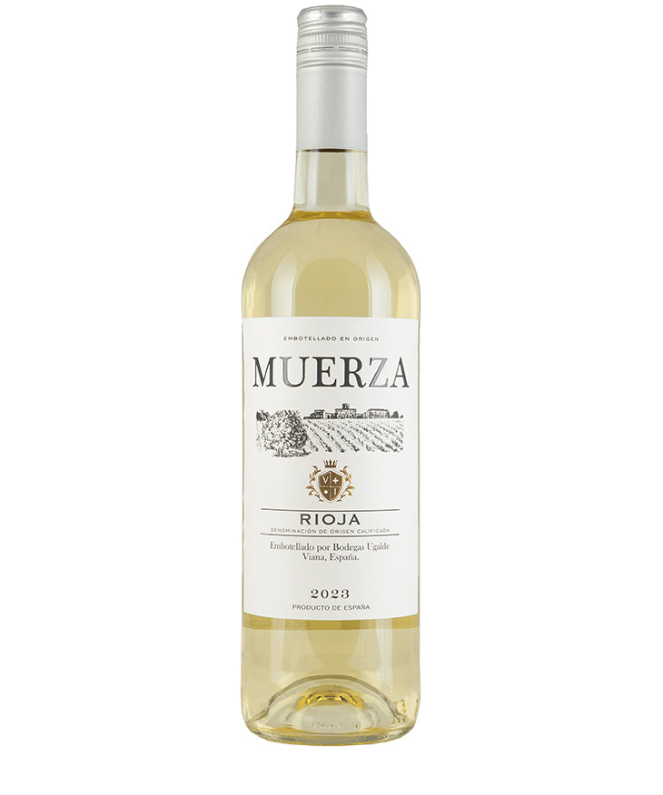 Bottle of Bodegas Ugalde Muerza Rioja Blanco 2024, a fresh and crisp Spanish white wine with pear and floral aromas