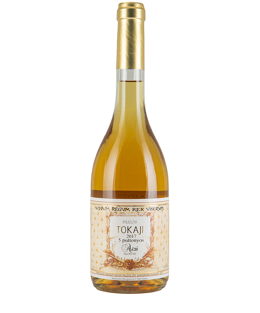Chateau Pajzos Aszu Tokaji 5 Puttonyos 2017 50cl fine wine bottle with golden foil capsule