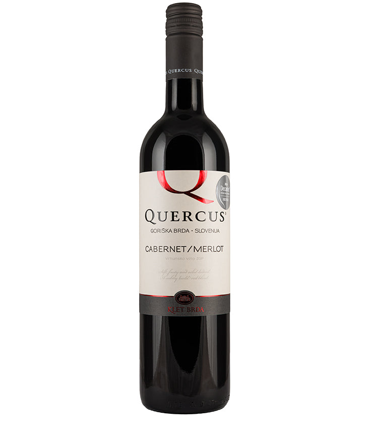 Quercus Cabernet Merlot 2022 bottle of fine red wine with elegant label from Slovenia's Goriski Brda region