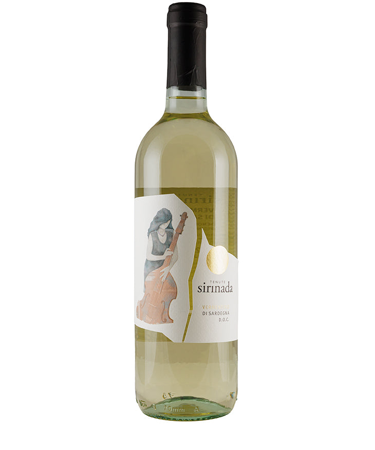Tenute Sirinada Vermentino di Sardegna 2025 white wine bottle from Sardinia Italy with artistic label design
