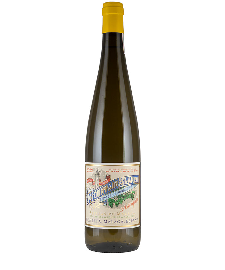 Molino Real Mountain Blanco Muscat 2022 fine white wine from Malaga with spicy and herbal notes.