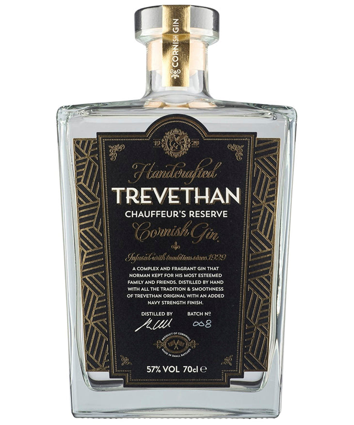 Trevethan Chauffeur's Reserve Cornish Gin English spirit with 57% ABV – spirit bottle image
