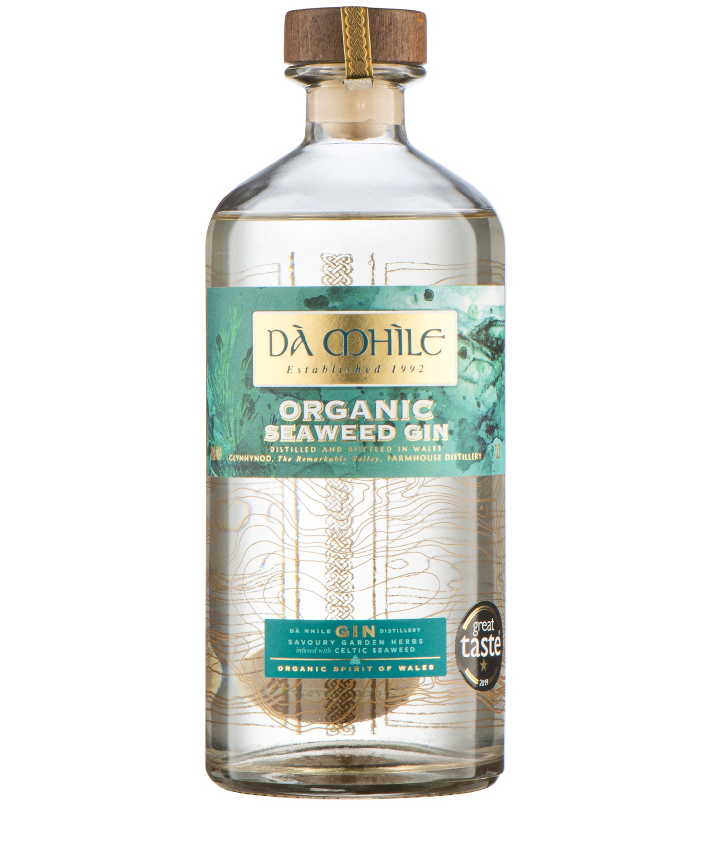 Da Mhile Organic Seaweed Gin Welsh organic spirit bottle image