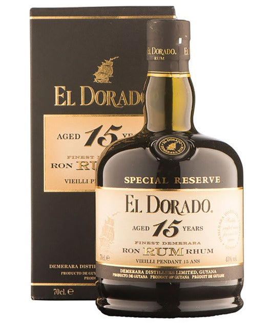 El Dorado 15 Year Old Rum Guyana aged 15 years dark rum spirit bottle image
