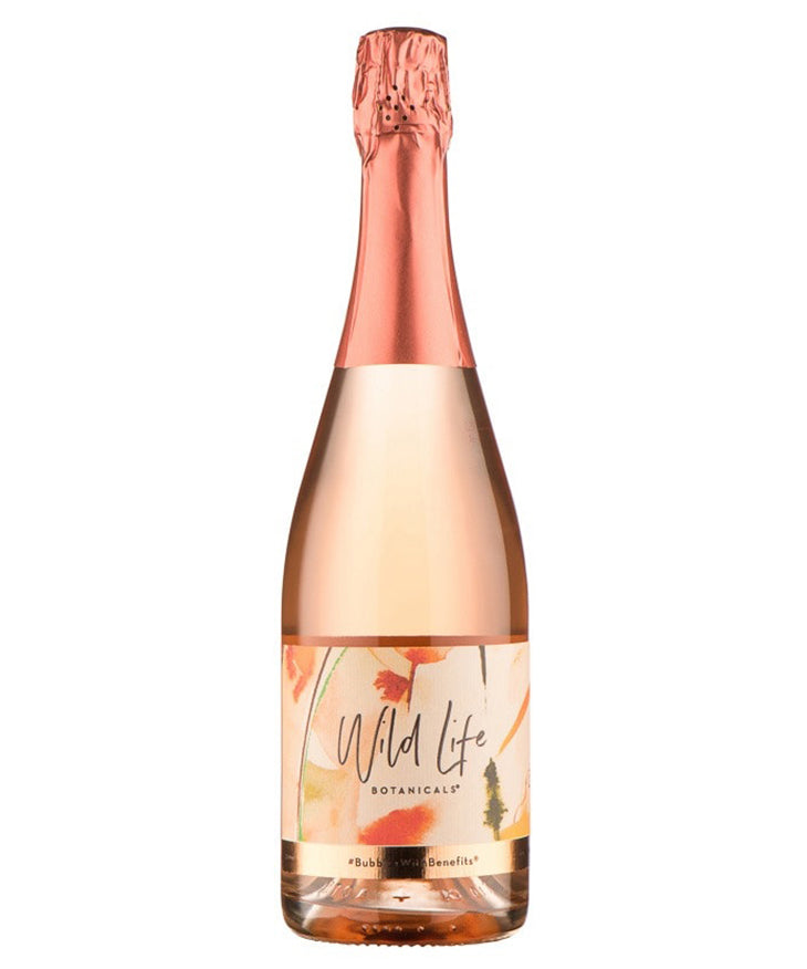 Wild Life Botanicals Blush Bubbles with Benefits English rosé sparkling wine bottle image