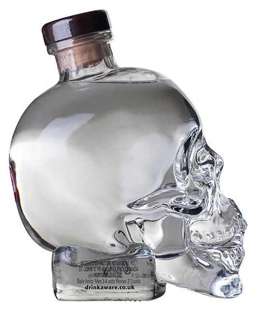 Crystal Head Vodka Canadian spirit in skull-shaped clear glass bottle – spirit bottle image