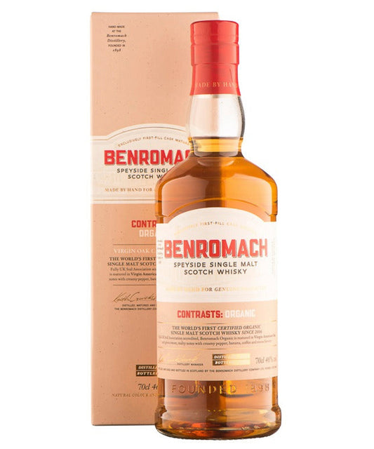 Benromach Organic Single Malt Whisky Speyside Scotland aged spirit bottle image