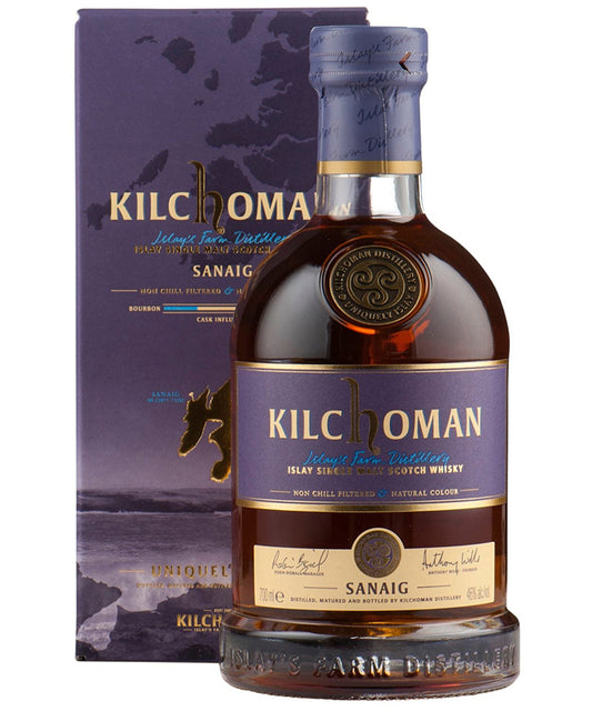 Kilchoman Sanaig Sherry Cask Single Malt Scottish Islay whisky – spirit bottle image