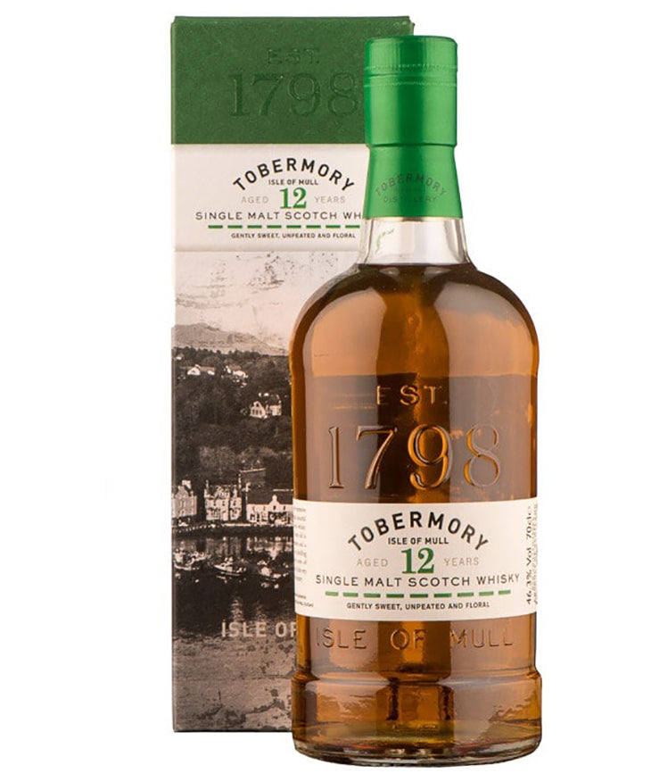 Tobermory 12 Year Old Single Malt Scotch whisky from Isle of Mull Scotland – spirit bottle image