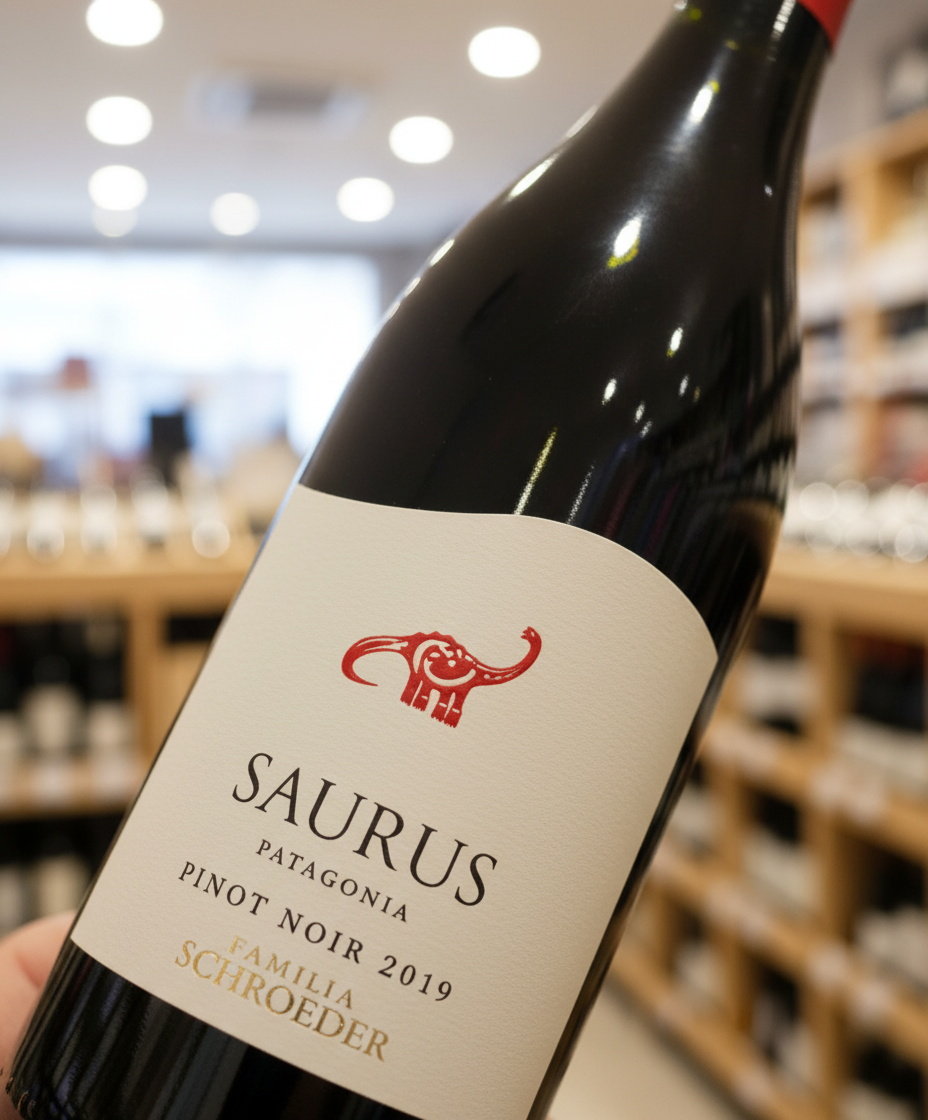 Familia Schroeder Saurus Pinot Noir 2023 red wine from Patagonia – wine bottle image