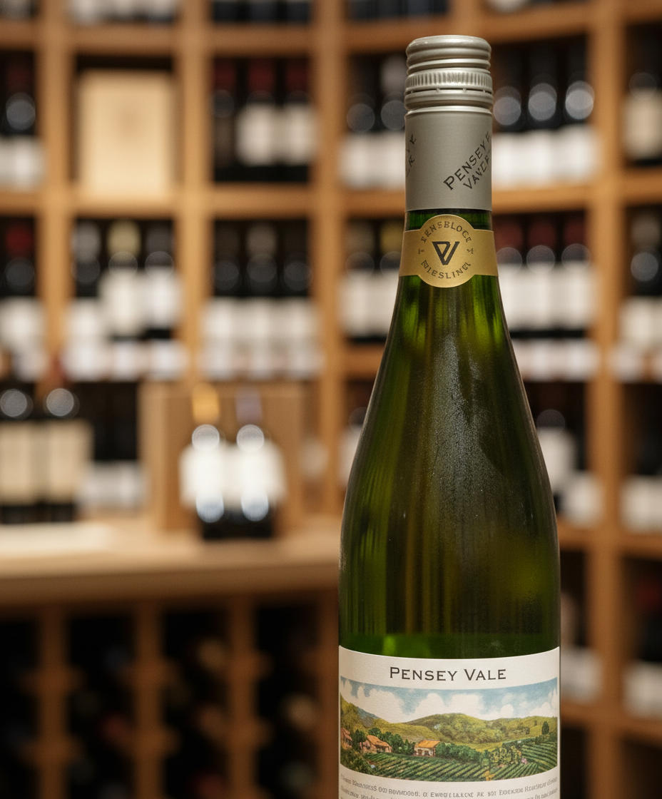 Pewsey Vale 1961 Block Eden Valley Estate Riesling 2021 bottle close-up in wine shop portrait view