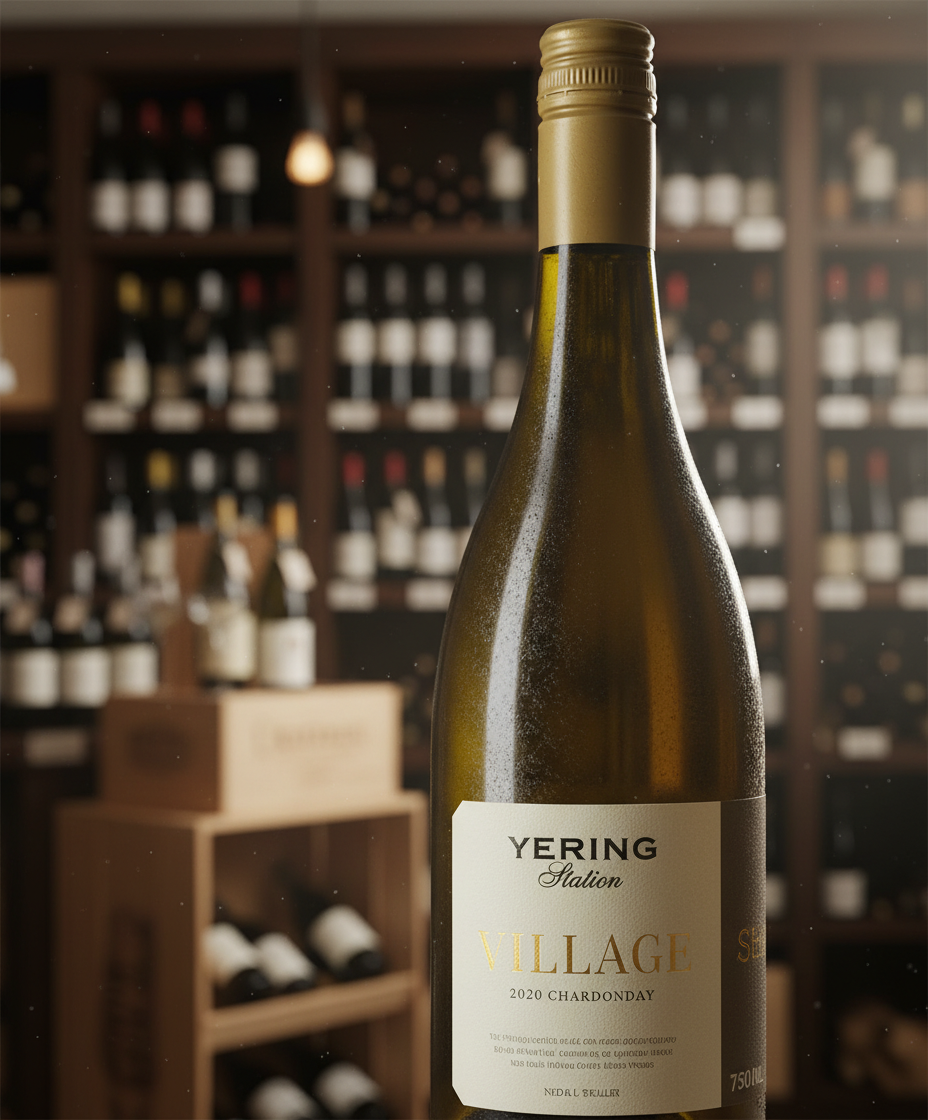 Yering Station Village Chardonnay 2023 bottle in portrait, gallery position 2, white wine background