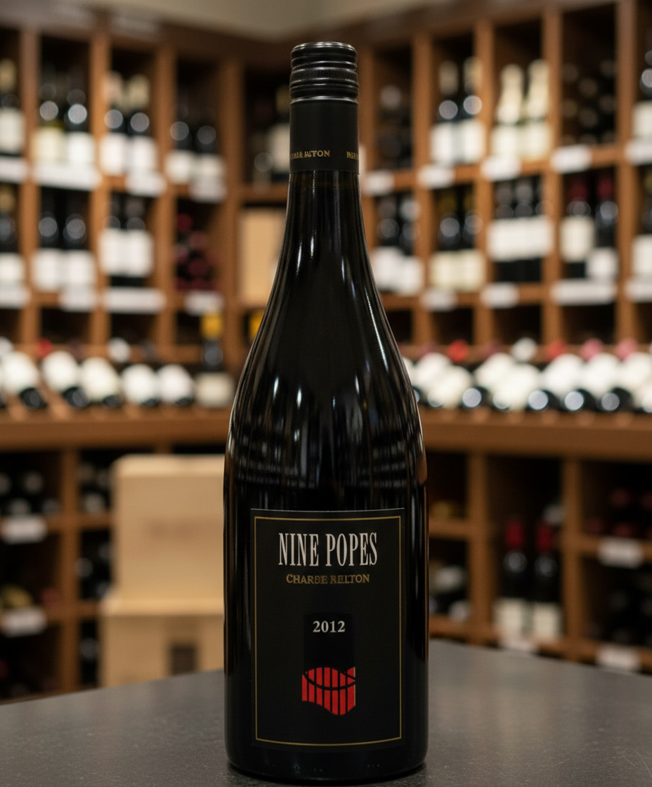 Charles Melton Nine Popes 2018 red wine bottle portrait in wine cellar gallery position 2