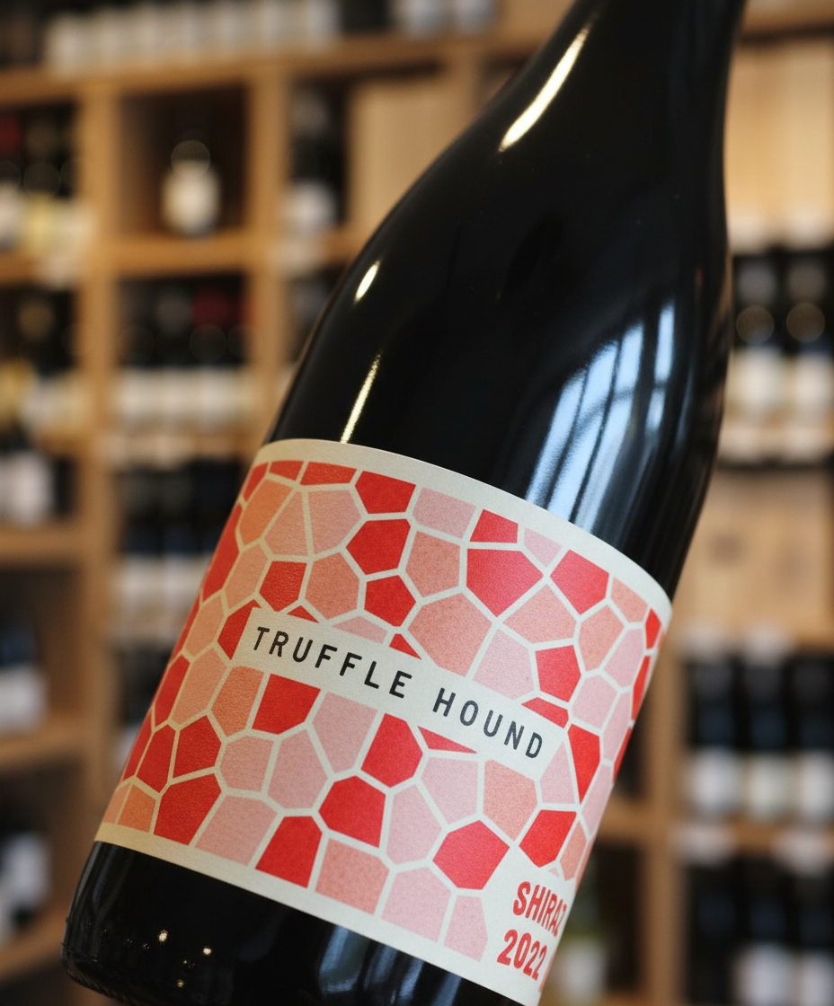 Unico Zelo Truffle Hound Barbera Nebbiolo Blend 2022 portrait bottle close-up Italian red wine