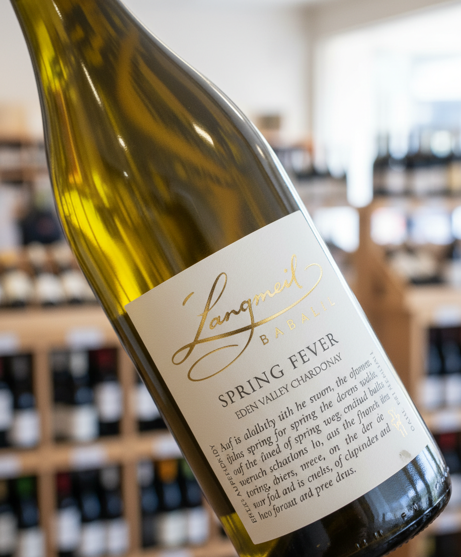 Langmeil Spring Fever Chardonnay 2023 bottle close-up in portrait orientation, gallery image 3