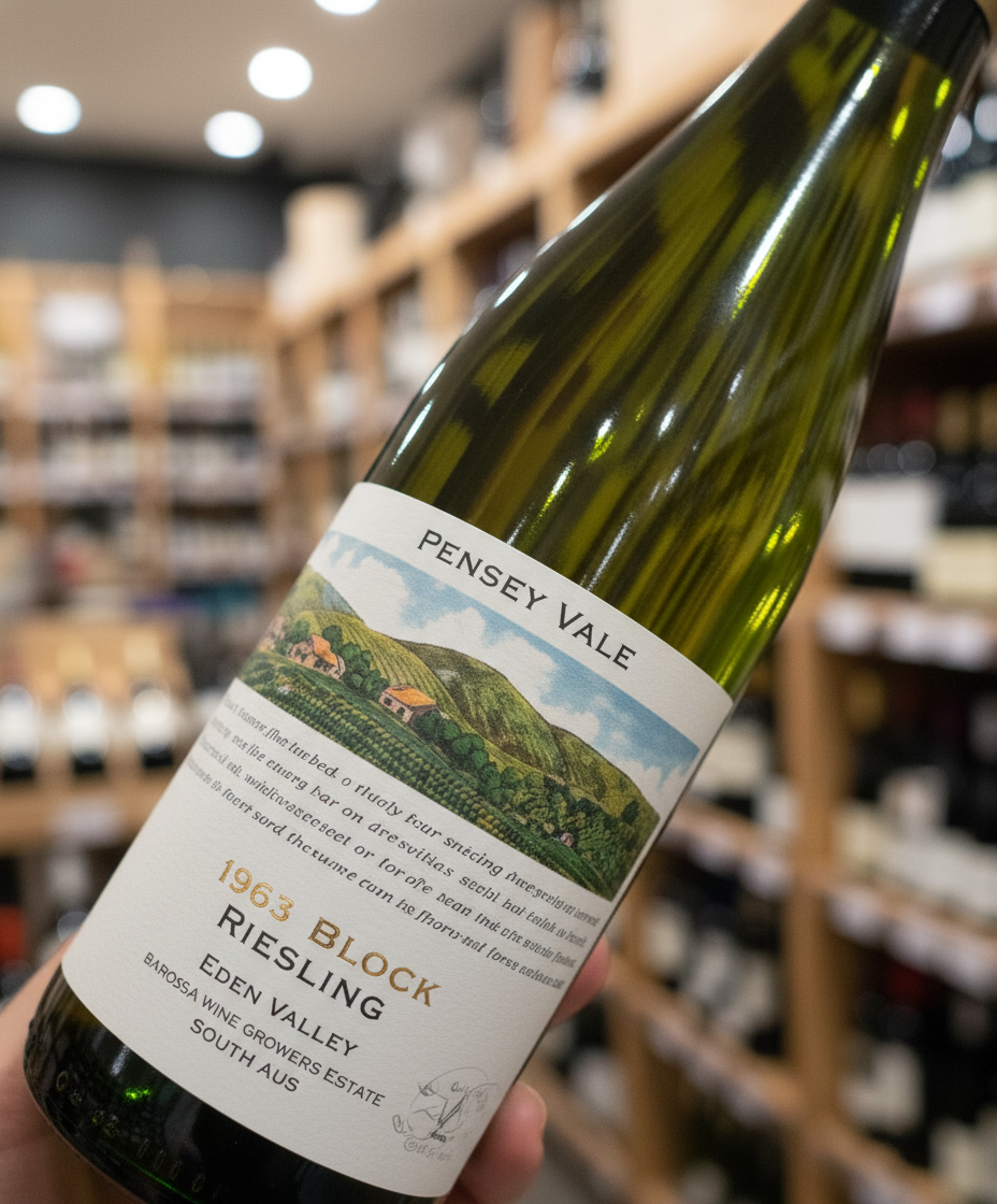 Pewsey Vale 1961 Block Eden Valley Estate Riesling 2021 white wine bottle close-up portrait view