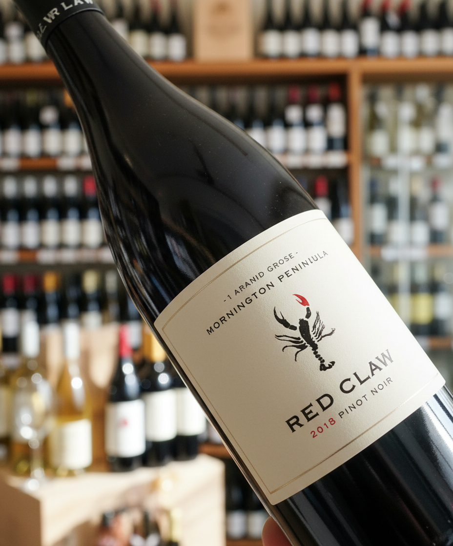 Red Claw Pinot Noir 2023 bottle held angled in wine shop, gallery position 3, portrait 928x1120