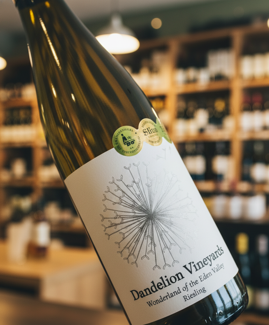 Dandelion Vineyards Enchanted Garden of the Eden Valley Riesling 2024 bottle angled portrait, gallery 3 of 5