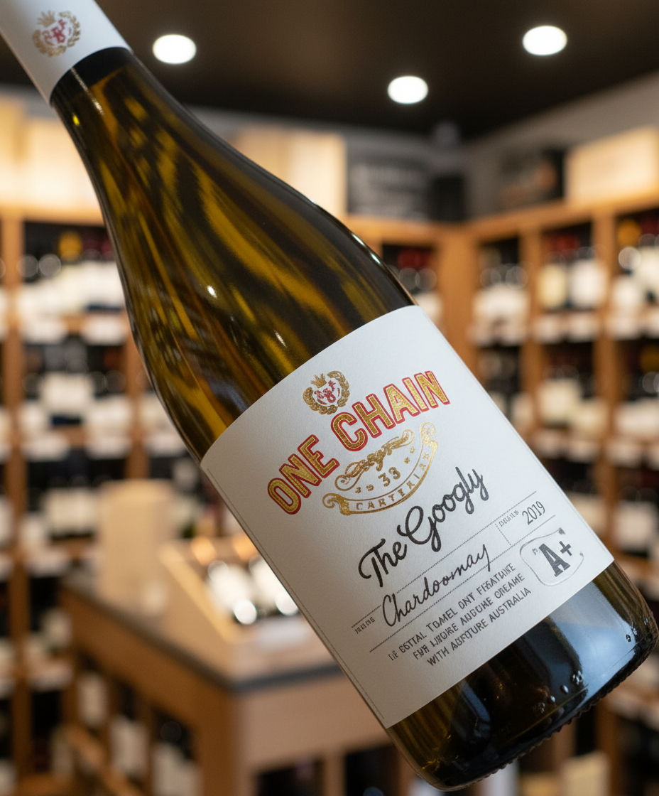 One Chain The Googly Chardonnay 2024 bottle angled in portrait view in wine store gallery position 3