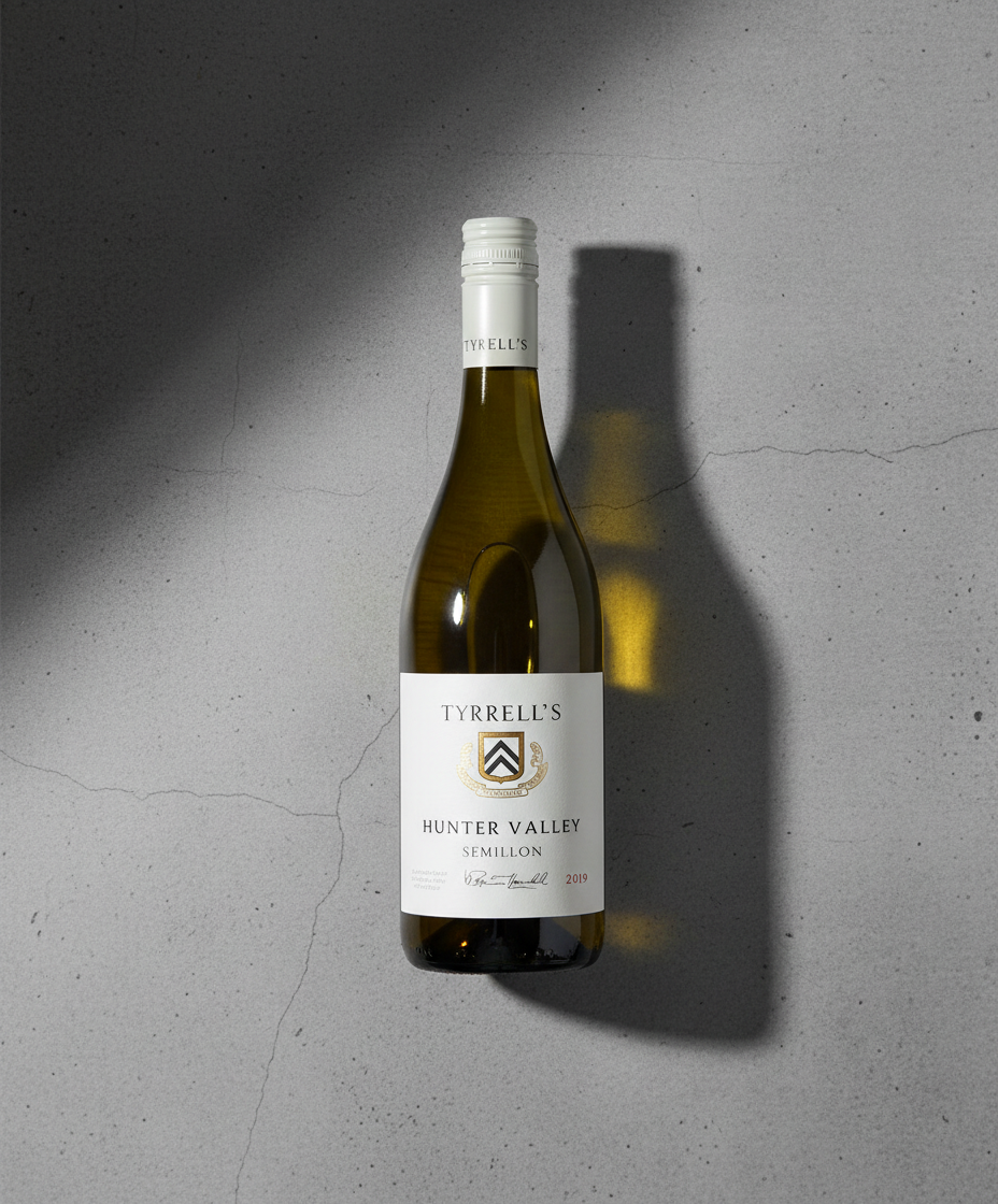 Tyrrell's Hunter Valley Semillon 2024 white wine bottle gallery position 5 on textured gray background