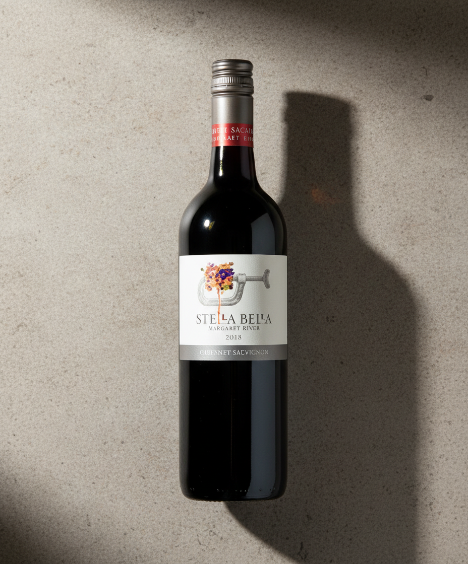 Stella Bella Cabernet Sauvignon 2021 bottle with shadow on textured surface gallery position 5 portrait orientation
