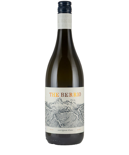 Bruce Jack The Berrio Sauvignon Blanc 2021 white wine bottle with detailed wave artwork label
