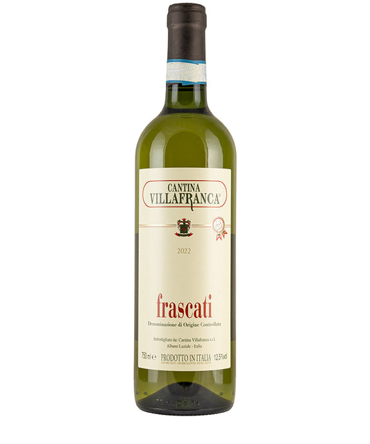 Cantina Villafranca Frascati DOC Bordolese 2022 white wine bottle with elegant label and 12.5% ABV from Italy
