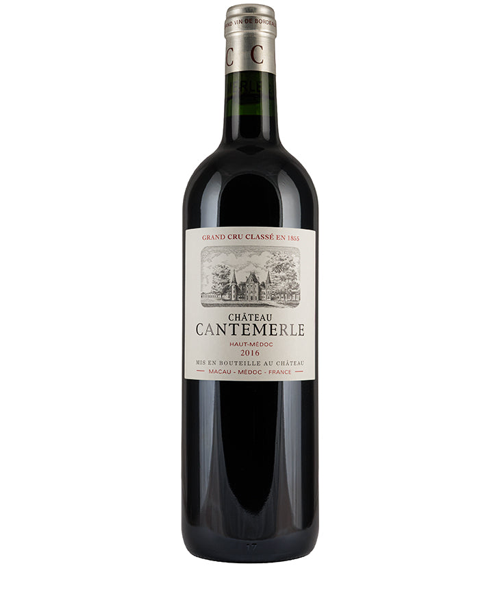 Chateau Cantemerle Haut-Medoc 2016 bottle of fine French red wine with elegant classic label design