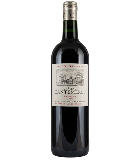 Chateau Cantemerle Haut-Medoc 2016 bottle of fine French red wine with elegant classic label design