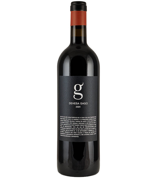 Bottle of Telmo Rodriguez Dehesa Gago Toro 2024 Spanish red wine with black and orange label