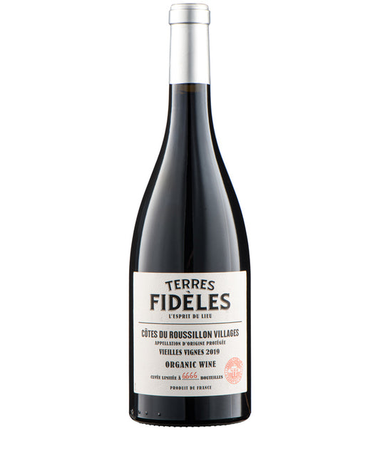 Terres Fideles L'Ombra de Queribus Cotes du Roussillon Villages Vielles Vignes 2023 red French wine – wine bottle image