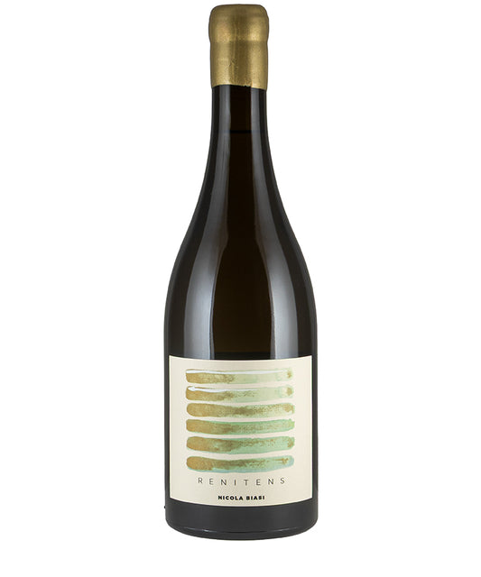 Nicola Biasi Renitens 2022 fine wine bottle with elegant label and gold foil cap from Italy.