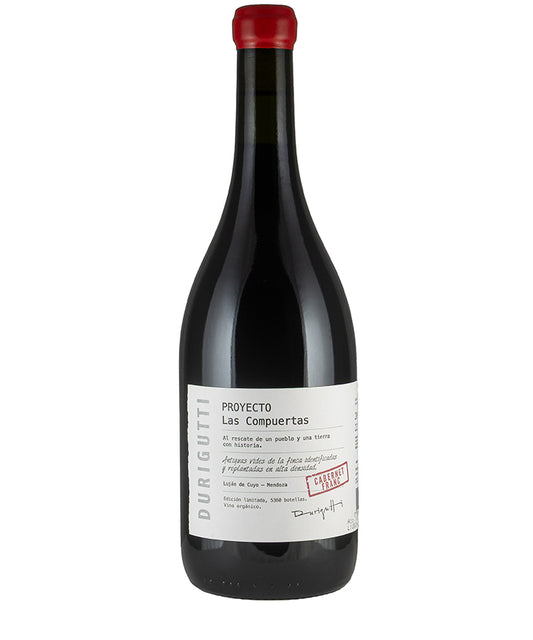 Durigutti Cabernet Franc Las Compuertas 2022 red wine bottle with pepper and herbaceous aromas from Argentina